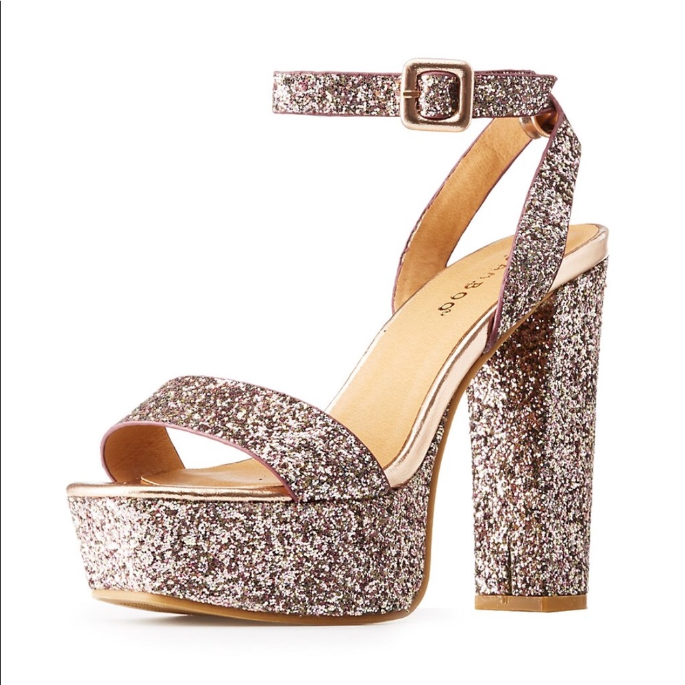 Ankle Strap Glitter High Heel Platform Sandals✨